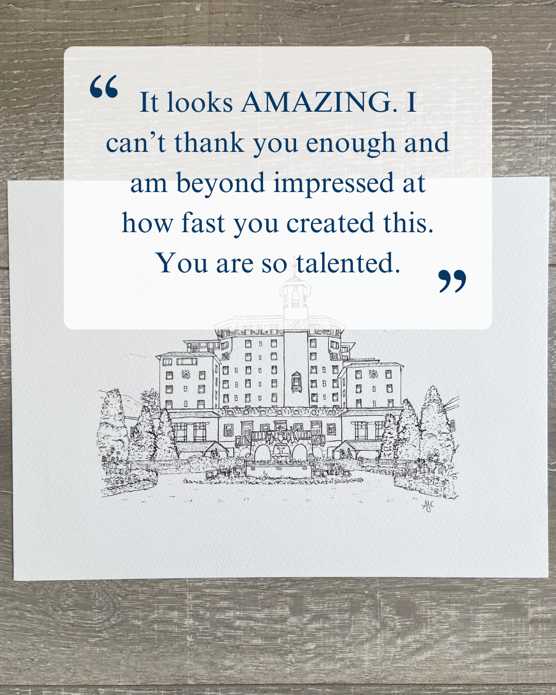 Personalised Hand Drawn Wedding Venue Line Illustration