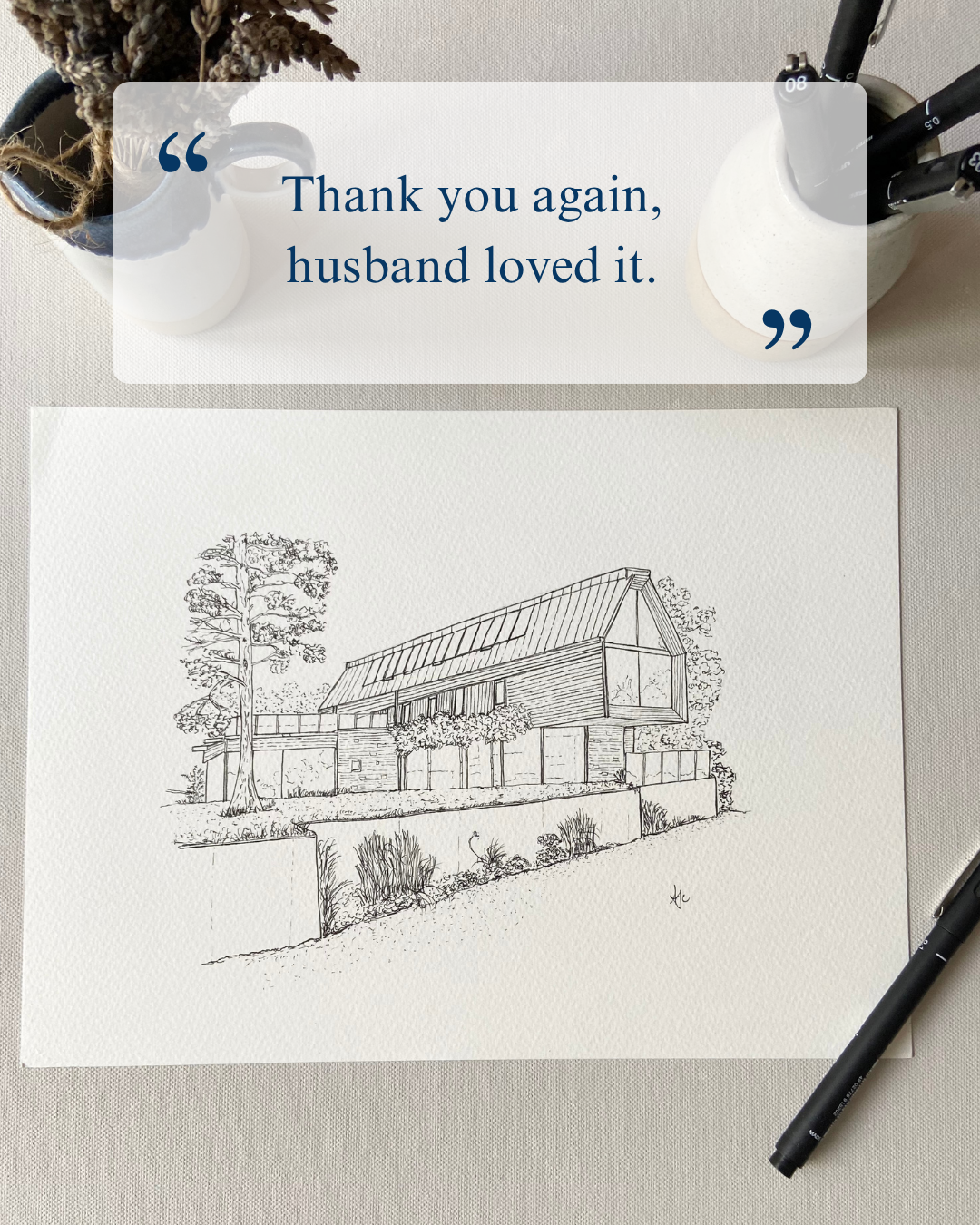 Personalised Hand Drawn House Illustration, Custom Original Home Line Drawing