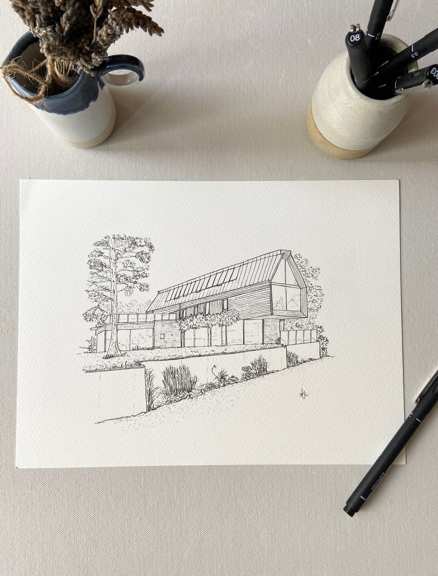 Personalised Hand Drawn House Illustration, Custom Original Home Line Drawing