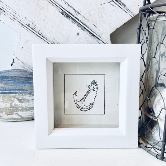 Limited edition framed Anchor hand-drawn illustration by Ali Collins, presented in a white gift box