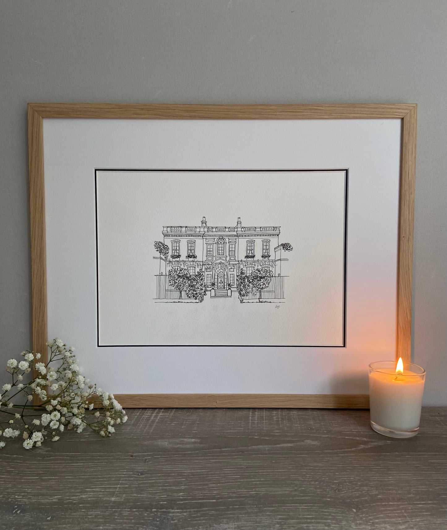 Bridgerton House PRINT A4 — original hand-drawn line art, hand signed on recycled paper by Ali Collins