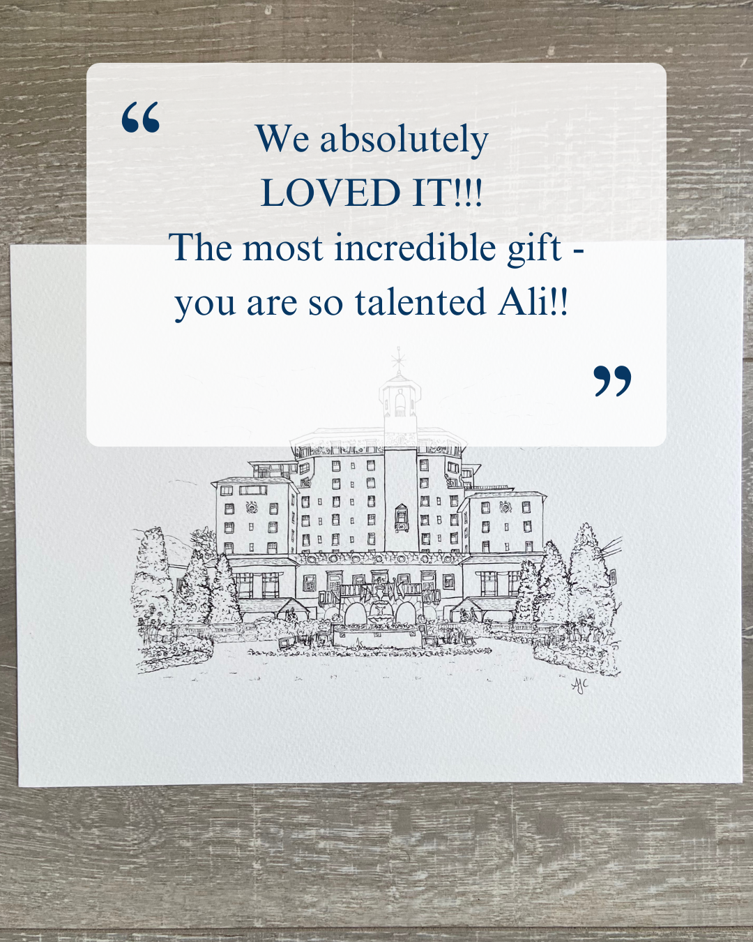 Personalised Hand Drawn Wedding Venue Line Illustration