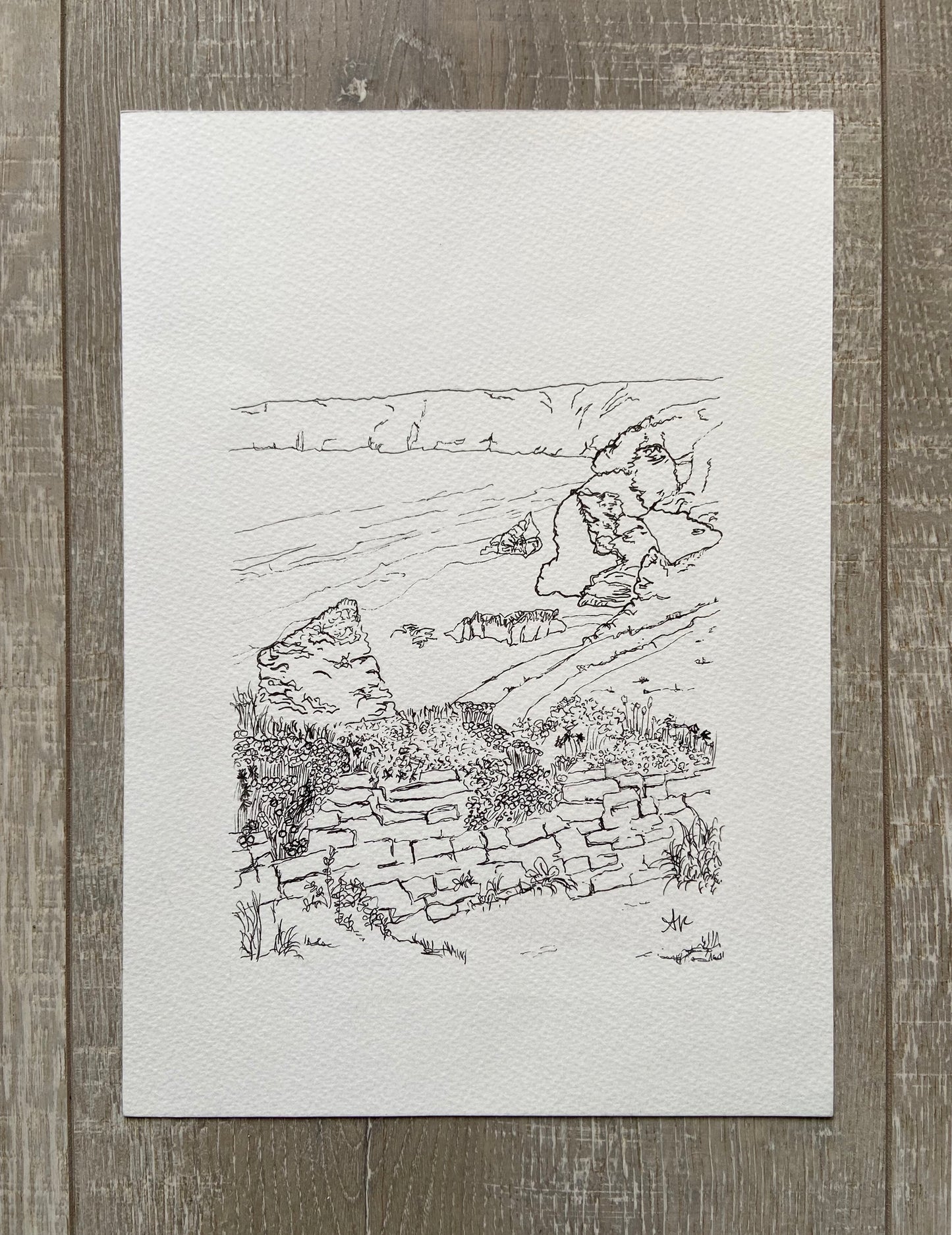 Seascape/Landscape Commission - Original Hand Drawn Line Drawing A4