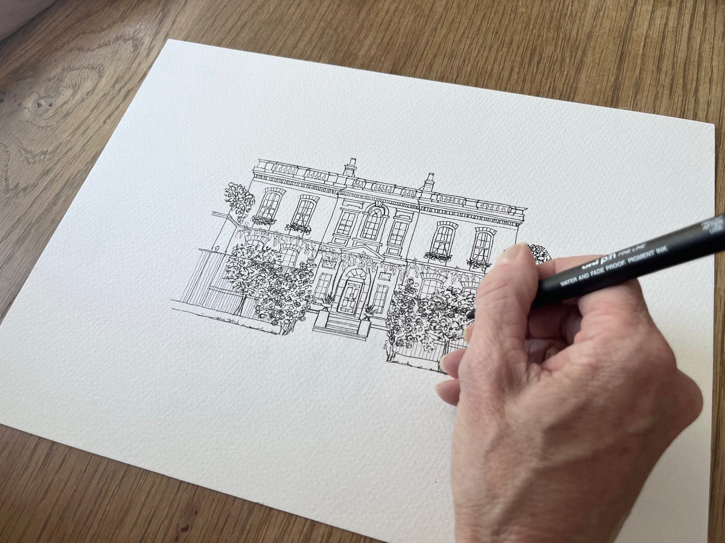 Personalised Hand Drawn Wedding Venue Line Illustration