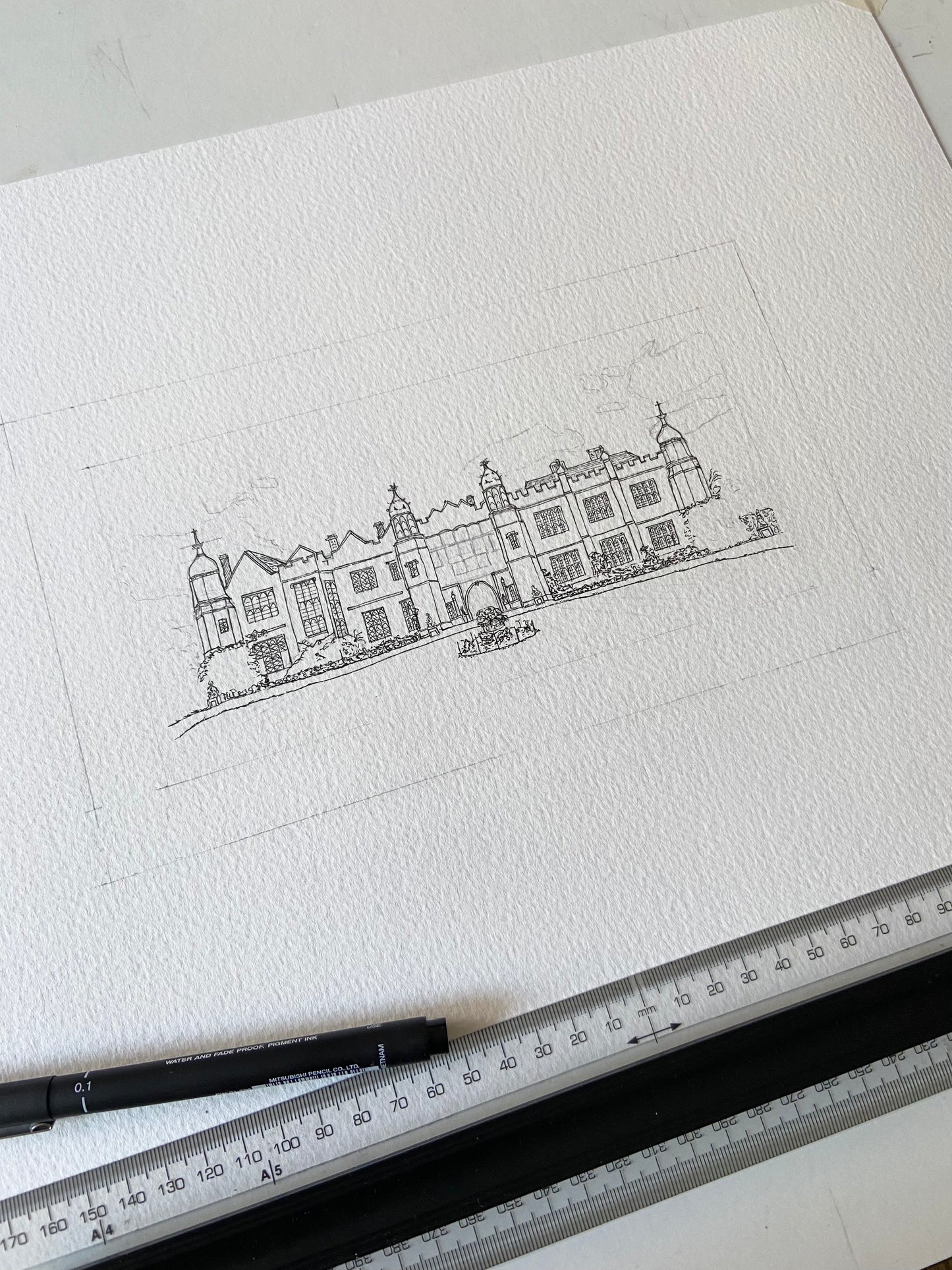 Personalised Hand Drawn Wedding Venue Line Illustration