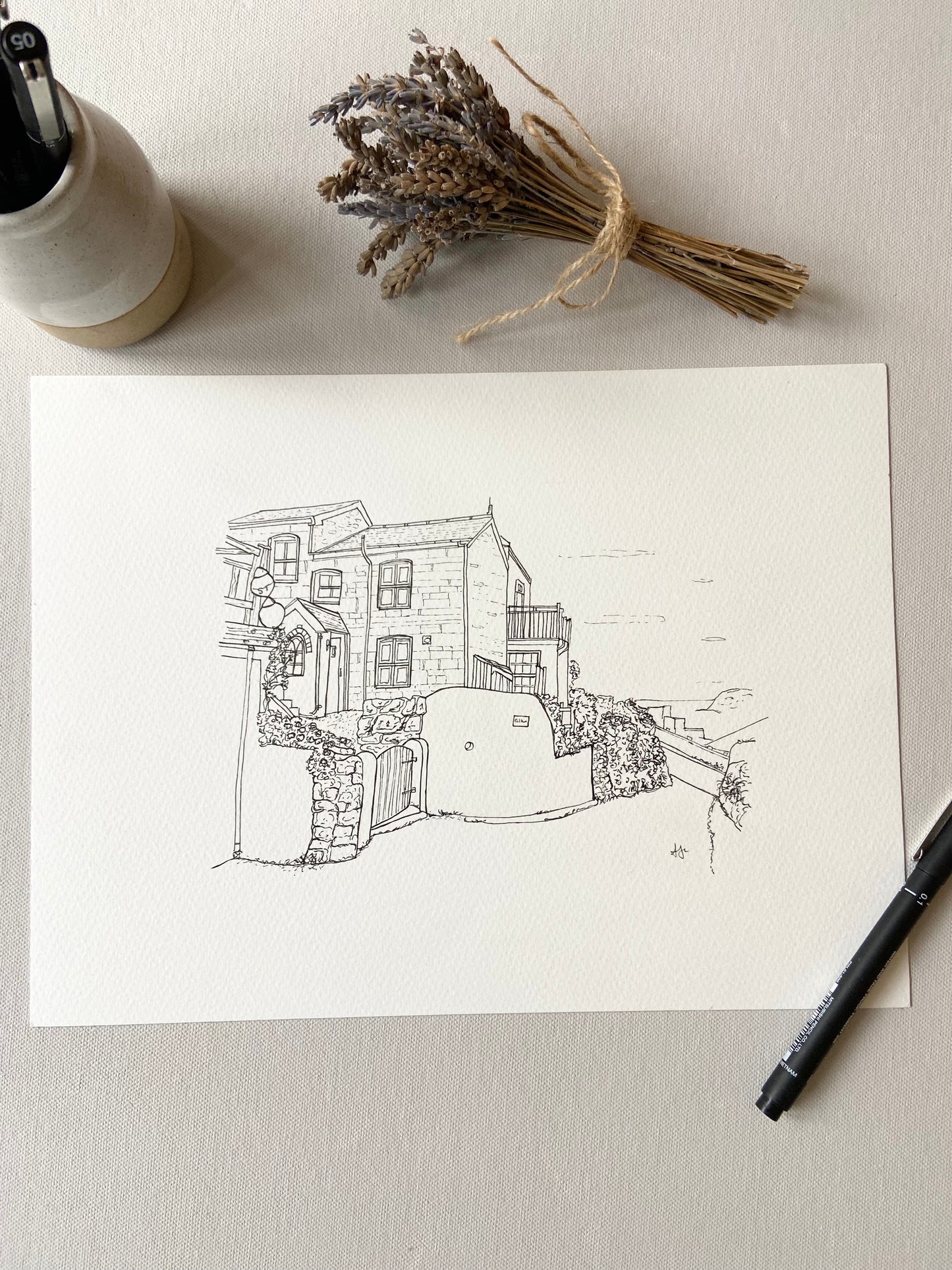Personalised Hand Drawn House Illustration, Custom Original Home Line Drawing