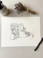 Personalised Hand Drawn House Illustration, Custom Original Home Line Drawing