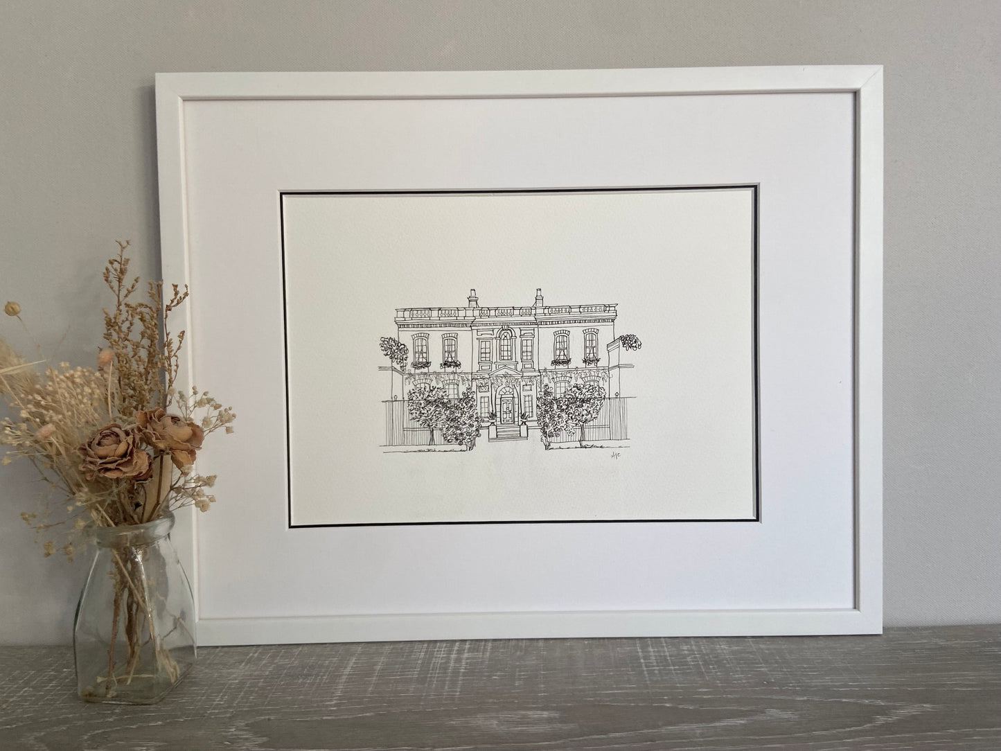 Bridgerton House print wrapped and ready to gift — hand-drawn Regency TV location art by Ali Collins