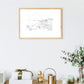 Framed illustration of Gara Rock Beach, Salcombe, Devon. Hand-signed coastal art, original line drawing by Ali Collins