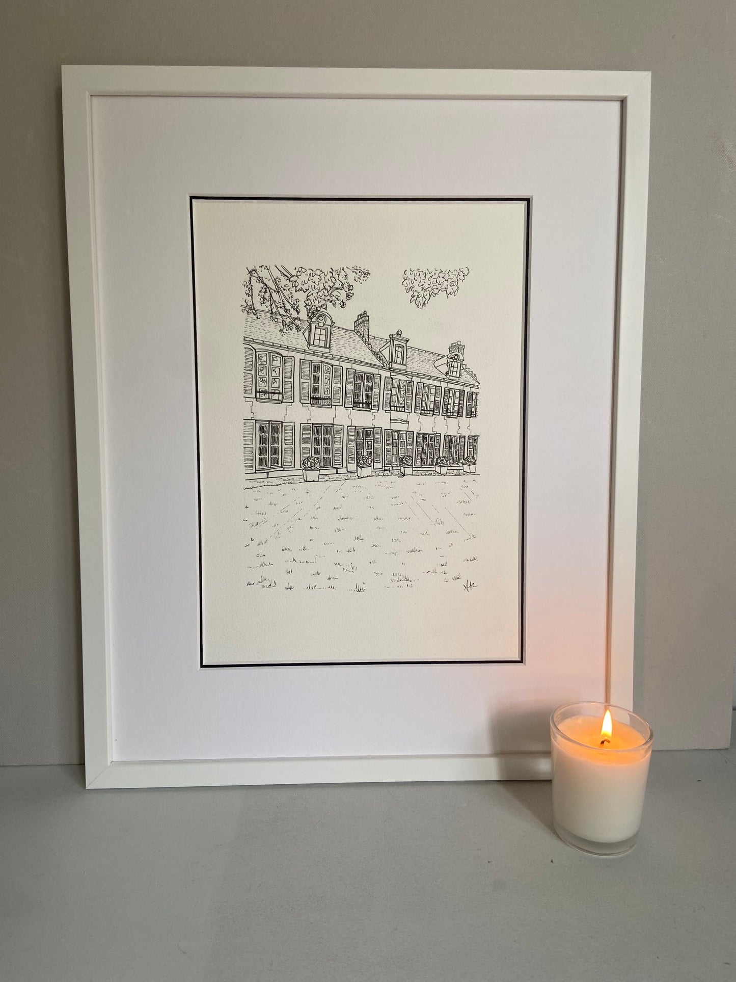 Hand-drawn chateau illustration commission, bespoke ink line art — Ali Collins Illustration