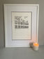 Hand-drawn chateau illustration commission, bespoke ink line art — Ali Collins Illustration