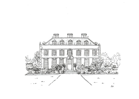 Hand-drawn print of St Giles wedding venue — original line art, hand signed on recycled paper by Ali Collins
