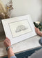 Framed St Giles wedding venue print in lifestyle setting — hand-signed illustration by Ali Collins
