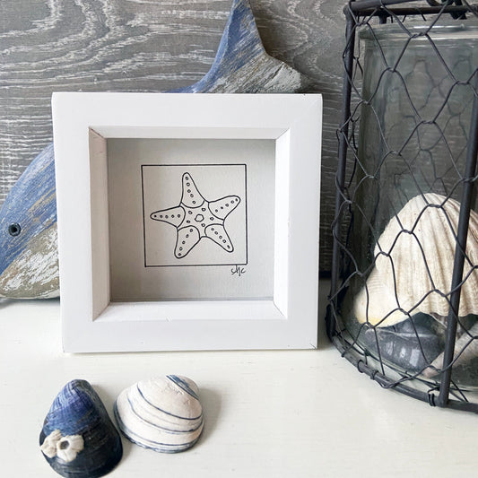 Star Fish Original Hand Drawn Illustration, Limited Edition FRAMED